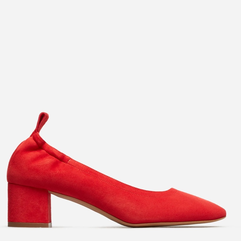 EUC Everlane The Day Heel Red Suede Size 11